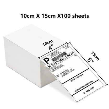4"x6" Thermal Shipping Labels – 100x150mm Adhesive Sticker Paper (100 Sheets) for DHL, UPS, USPS, Express & Barcode Printing