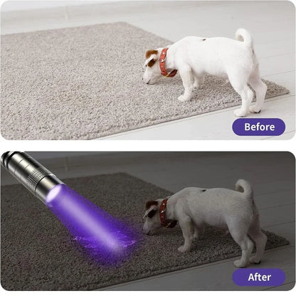 Portable UV Flashlight 395nm - Compact Ultraviolet Torch with Pen Clip for Pet Stain and Scorpion Detection. Pet