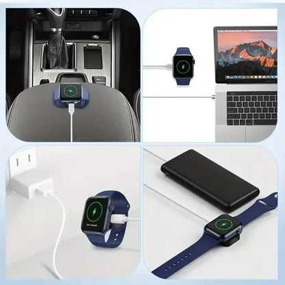 Portable Wireless Charger for Apple Watch - 2 in 1 Type-C & 8 Pin Fast Charging Dock - Compatible with Ultra 49mm & All Series