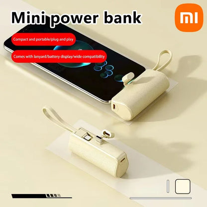 Xiaomi 50000mAh Mini Capsule Power Bank – Fast Charging with Built-in Lanyard, Type-C & Lightning Output