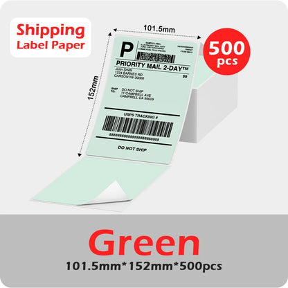 Phomemo 4x6 Thermal Shipping Label Paper – 500 Fanfold Labels, 100x150mm, Compatible with Zebra, Rollo, Phomemo, MUNBYN, Jiose & More