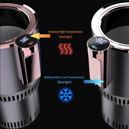 Smart 2-in-1 Car Hot & Cold Cup Holder – Fast Heating & Cooling Drink Warmer/Chiller with Touch Screen Control