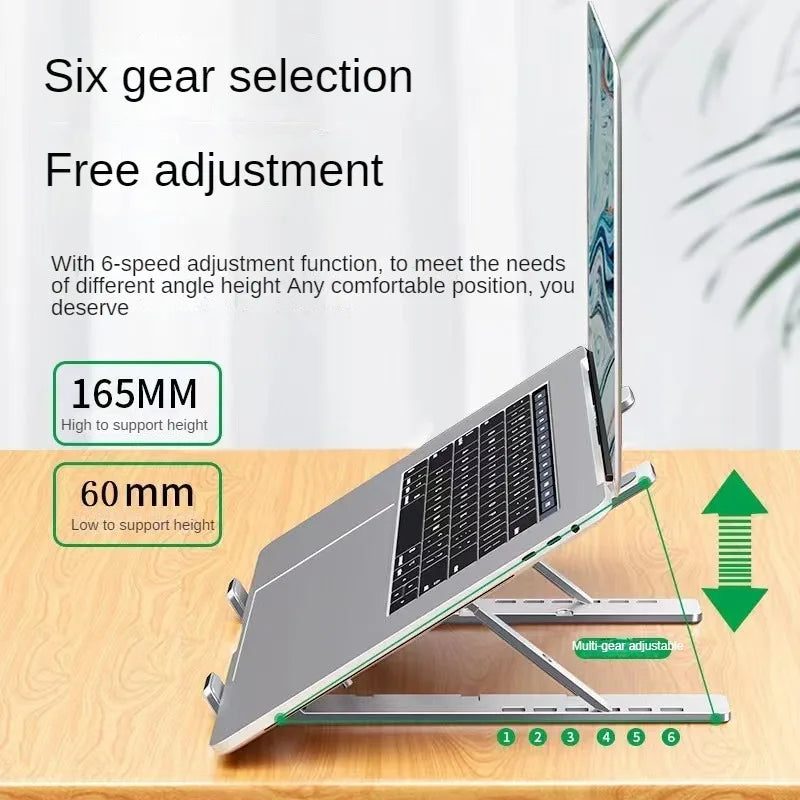 Supporto per laptop in lega di alluminio regolabile, pieghevole, portatile, per supporto per computer portatile, supporto antiscivolo.