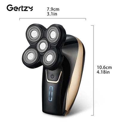 Men's 5-in-1 Bald Head & Beard Trimmer - USB Rechargeable, Smooth Shaving, Stainless Steel Blades, Rotary Shaver