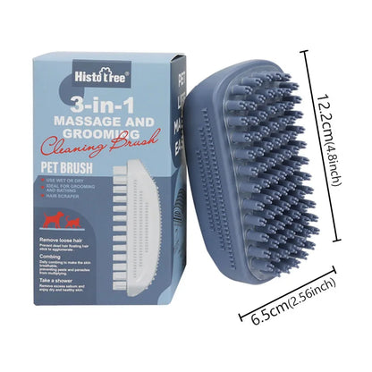 Silicone Pet Bath & Grooming Brush – Gentle Shampoo Brush with Scalp Massager for Hair Removal & Daily Pet Care
