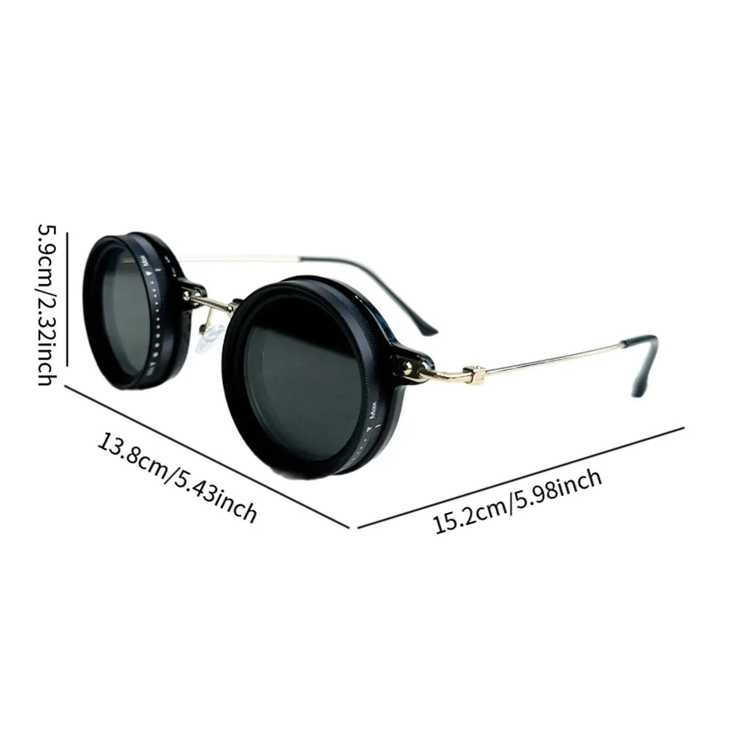 Adjustable Tint Polarized Sunglasses - Retro Round Frame for Outdoor Sports, Travel, Fishing & Casual Wear