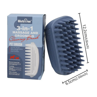Silicone Pet Bath & Grooming Brush – Gentle Shampoo Brush with Scalp Massager for Hair Removal & Daily Pet Care
