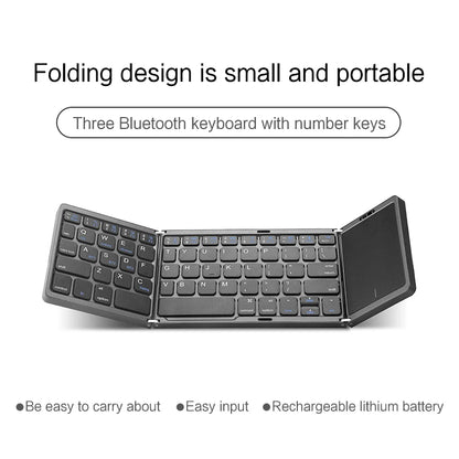 HUWEI Mini Folding Wireless Bluetooth Keyboard with Touchpad – Portable 64-Key Rechargeable Keyboard for Windows, Android, iOS, Russian, Spanish, Arabic, Hebrew, Portuguese