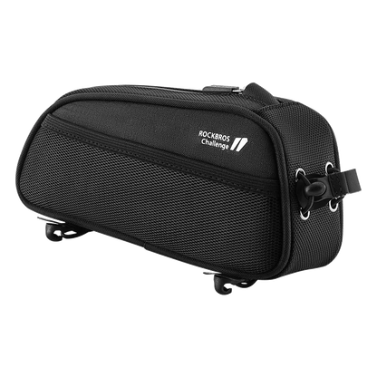 Waterproof Bicycle Frame Bag 1.3L - Portable Top Tube Cycling Pannier with Headphone Jack & Reflective Logo